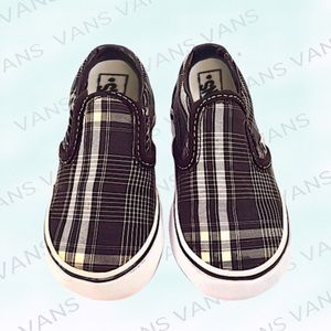 Vans Toddler Black Plaid Slip On Sneakers Size 5